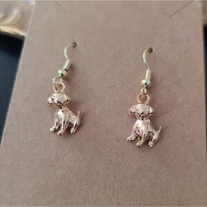 New Handcrafted Puppy Dangle Earrings on 14K Gold Plated Hooks